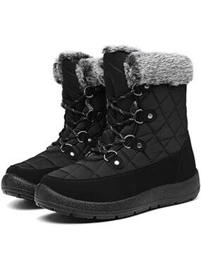 Cozy Waterproof Winter Snow Boots for Women | Fur Lined Lace-Up Ankle Booties